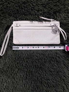 Banana Republic White Perforated Leather Wristlet Clutch